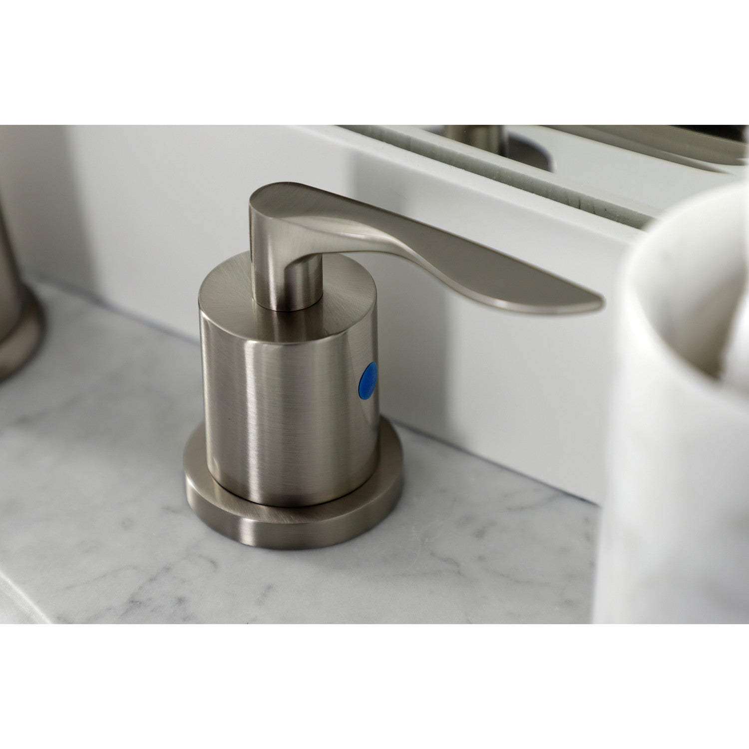 Kingston Tulare KB8968SVL - Serena Two-Handle 3-Hole Deck Mount Widespread Bathroom Faucet with Pop-Up Drain, Brushed Nickel — thumbnail 2